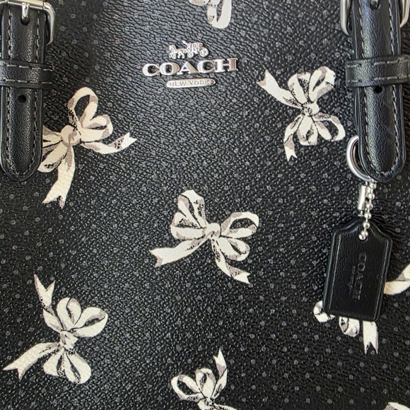 Coach Mollie Satchel Crossbody Bow Print + Authentic Coach Leather Bow Charm - Picture 4 of 16